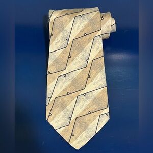 Giorgio Armani Geometric Triangle Silk Tie Mens Black Beige Gray Vintage 80s 90s